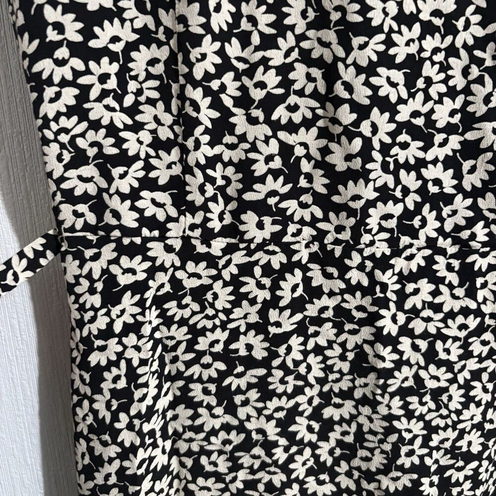 Vintage Limited America Dress Black White Flower Tie 90s Cottage Granny Y2K 6 - Picture 6 of 11
